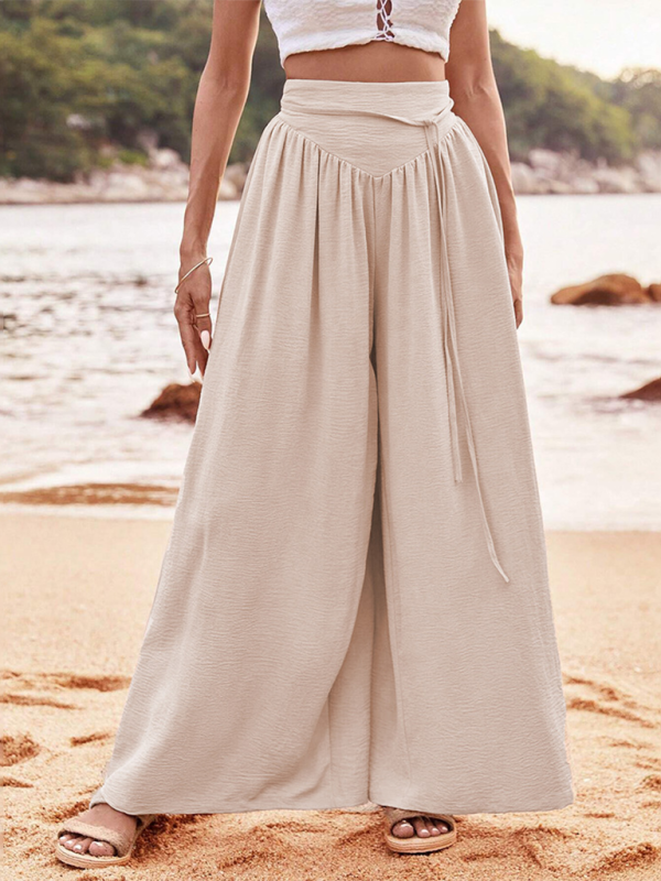 Camryn Simple Wide-leg Casual Pants High Waist Elastic Slightly Flared Trousers