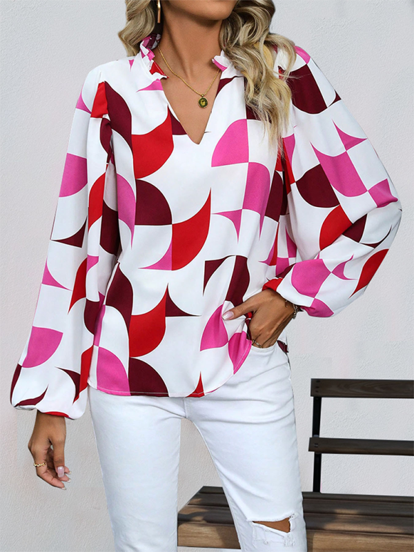 Chrysanthemum New Geometric Print Long Sleeve Shirt