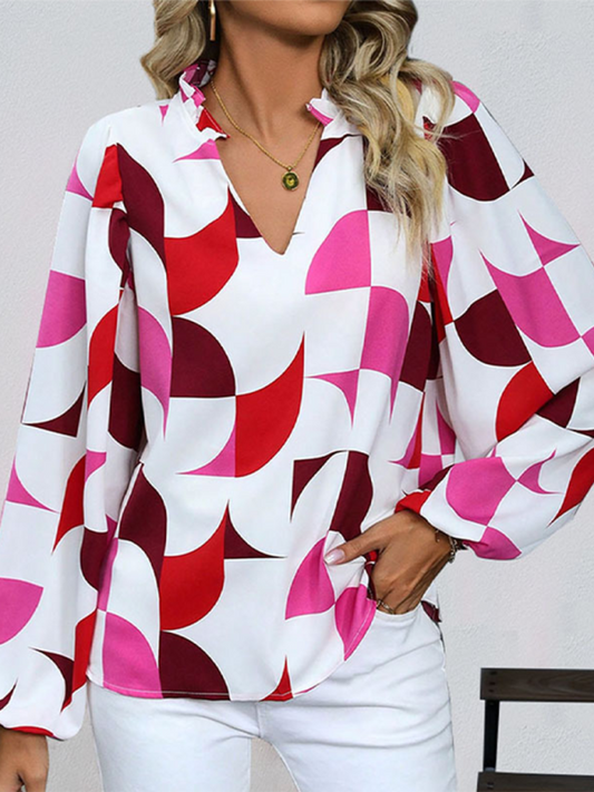 Chrysanthemum New Geometric Print Long Sleeve Shirt