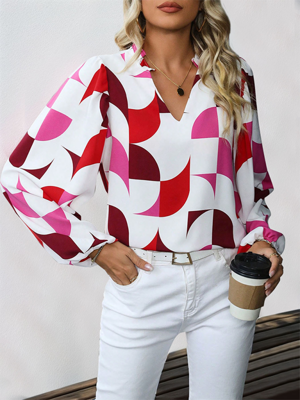 Chrysanthemum New Geometric Print Long Sleeve Shirt