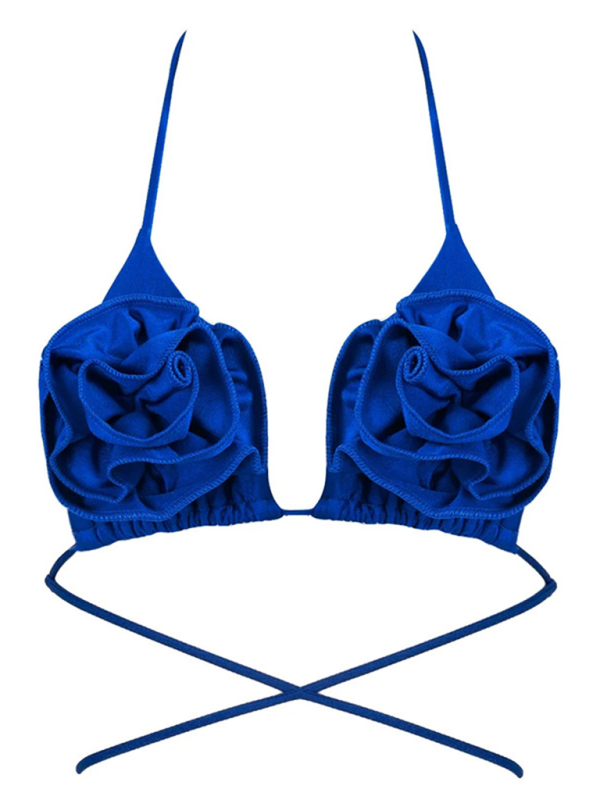 Kaylani Women's Sexy Solid Color Three-Dimensional Large Flower Bikini
