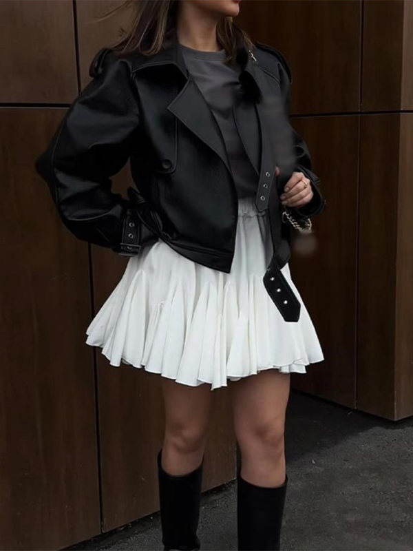 Emmy New Fashion High Waist Pleated Short Skirt