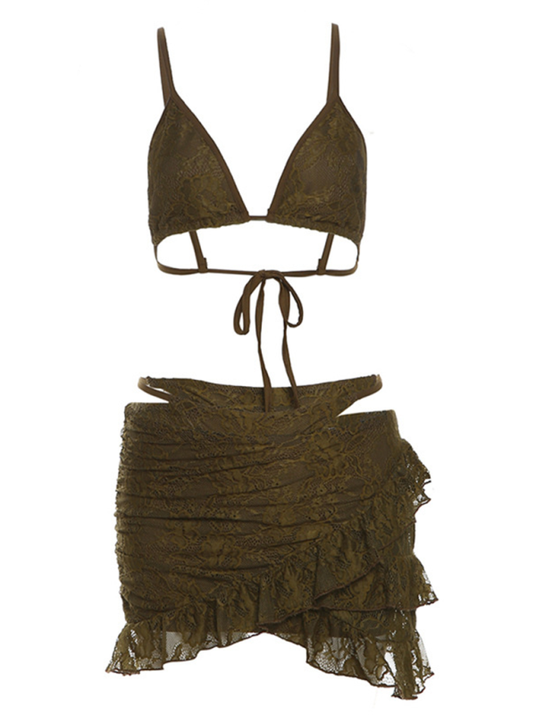 Vida Ladies New Fashion Hot Girl Suspenders Lace Sexy Panties Hip Skirt Three Piece Suit