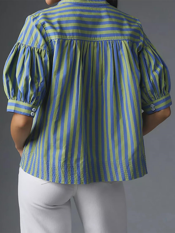 Ayanna New Women's Shirt Casual Striped V-Neck Top