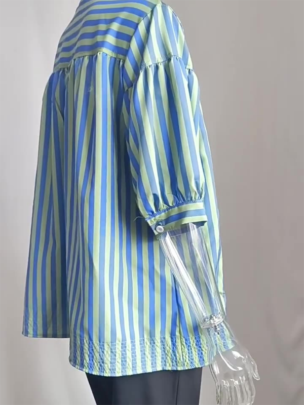 Ayanna New Women's Shirt Casual Striped V-Neck Top
