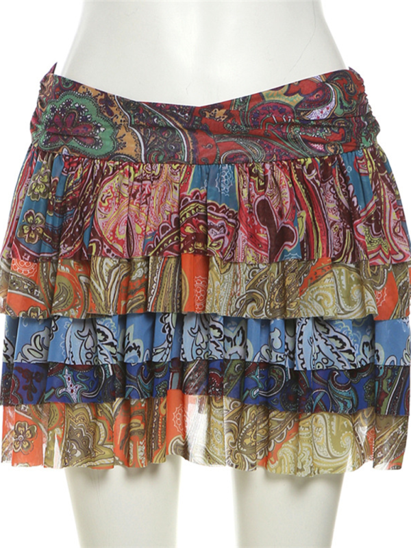 Ainsley New Women's Personalized Colorful Printed Pleated Sexy Hip-Hugging Short Skirt