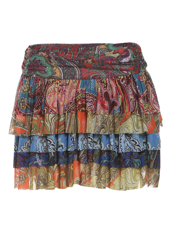 Ainsley New Women's Personalized Colorful Printed Pleated Sexy Hip-Hugging Short Skirt