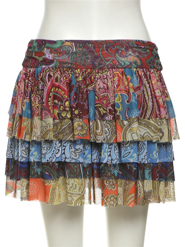 Ainsley New Women's Personalized Colorful Printed Pleated Sexy Hip-Hugging Short Skirt