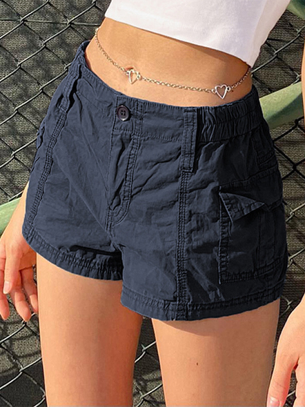 Raya New Hot Girl Street Retro Distressed Low Waist Asymmetric Pocket Workwear Casual Shorts