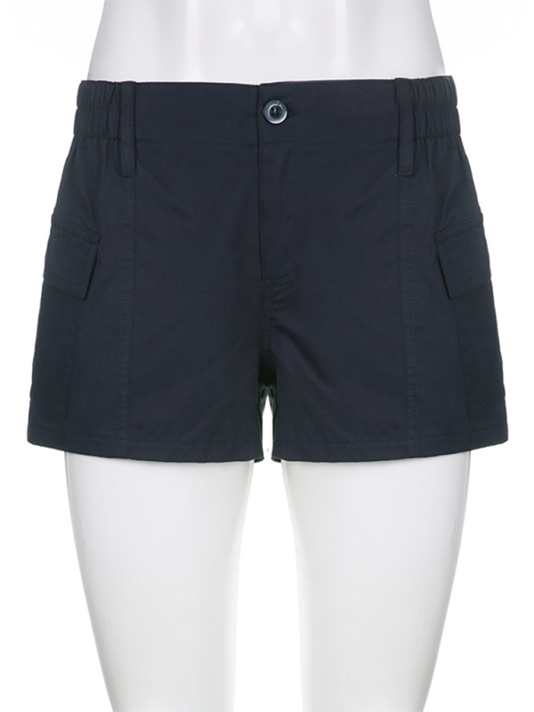 Raya New Hot Girl Street Retro Distressed Low Waist Asymmetric Pocket Workwear Casual Shorts