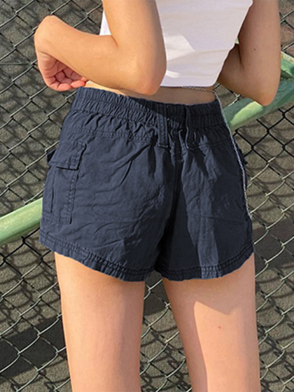 Raya New Hot Girl Street Retro Distressed Low Waist Asymmetric Pocket Workwear Casual Shorts