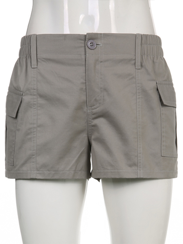 Raya New Hot Girl Street Retro Distressed Low Waist Asymmetric Pocket Workwear Casual Shorts