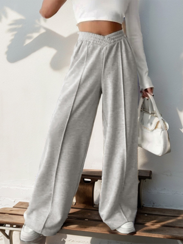 Saylor New women's Casual Elastic High Waist Stitching Wide Leg Pants