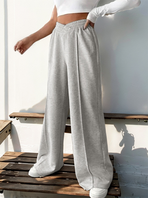 Saylor New women's Casual Elastic High Waist Stitching Wide Leg Pants