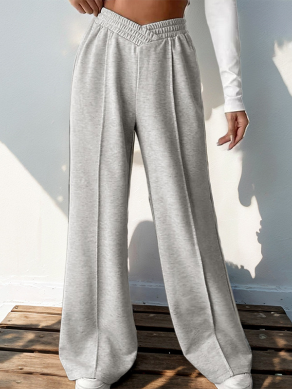 Saylor New women's Casual Elastic High Waist Stitching Wide Leg Pants