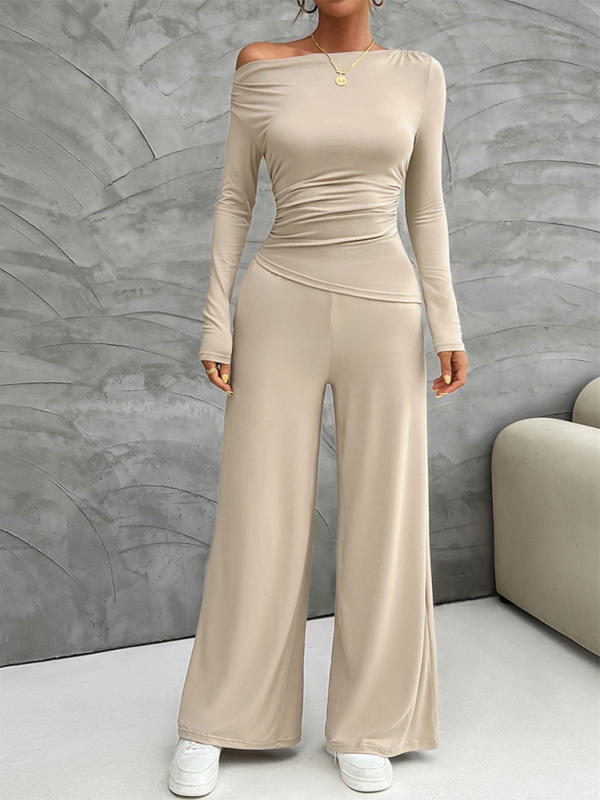 Maliyah Women's Y2K Slim Fit Long Sleeve Top Wide Leg Pants Set
