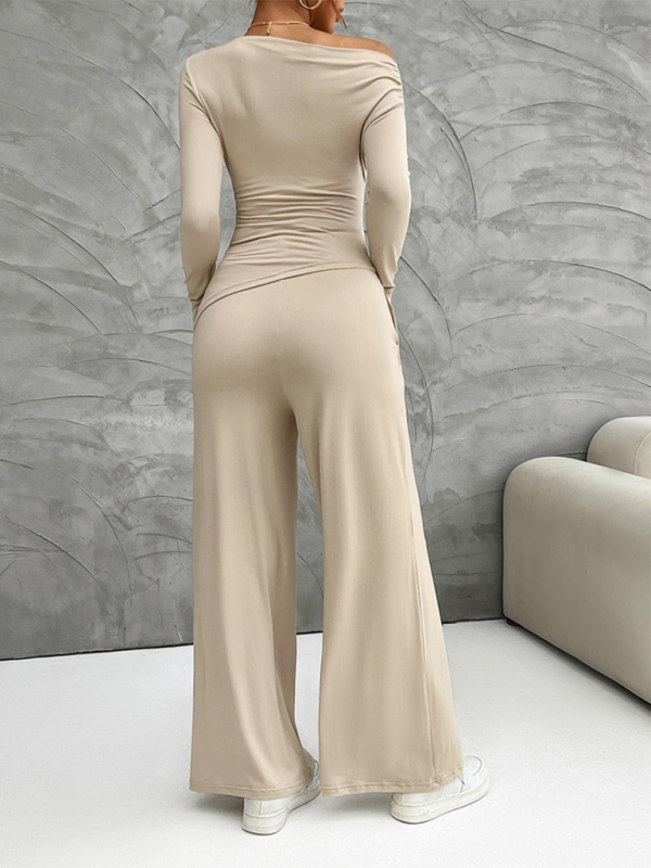 Maliyah Women's Y2K Slim Fit Long Sleeve Top Wide Leg Pants Set