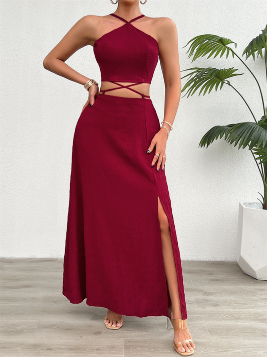 Briar Strapless Solid Color Top and Skirt Set