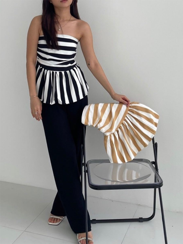 Kianna Sexy Hot Girl Striped Tube Top