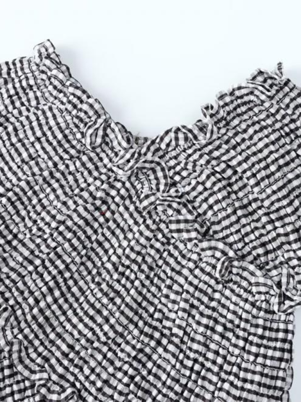 Analeigh Women's Plaid Elastic Short Slim Fashion Top