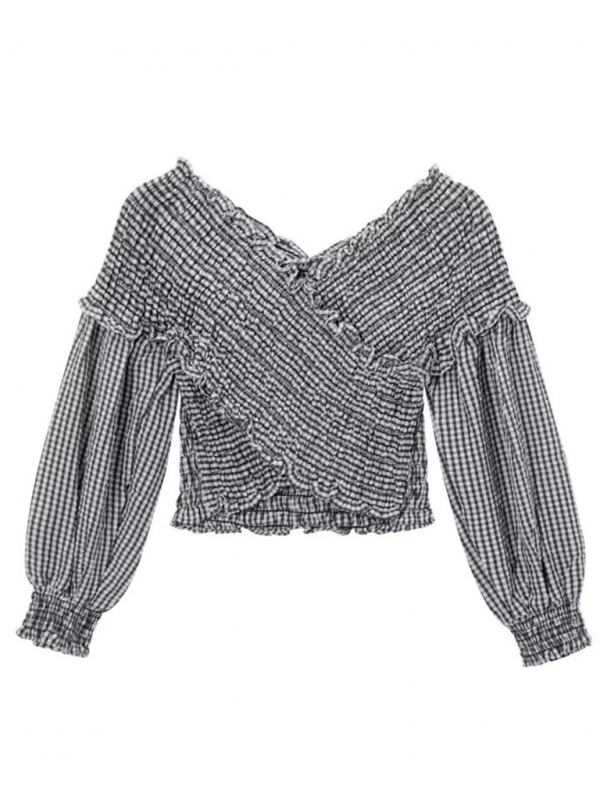 Analeigh Women's Plaid Elastic Short Slim Fashion Top