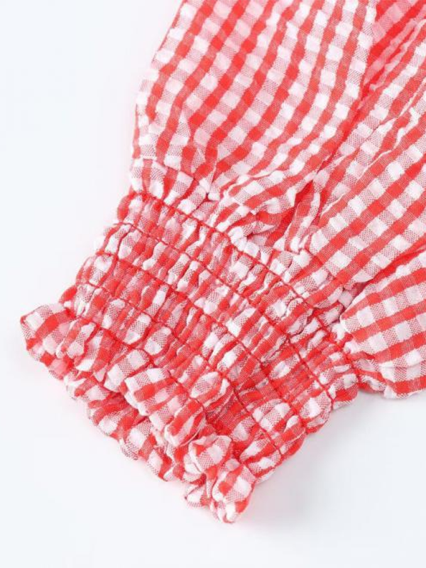 Analeigh Women's Plaid Elastic Short Slim Fashion Top