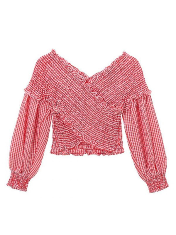 Analeigh Women's Plaid Elastic Short Slim Fashion Top