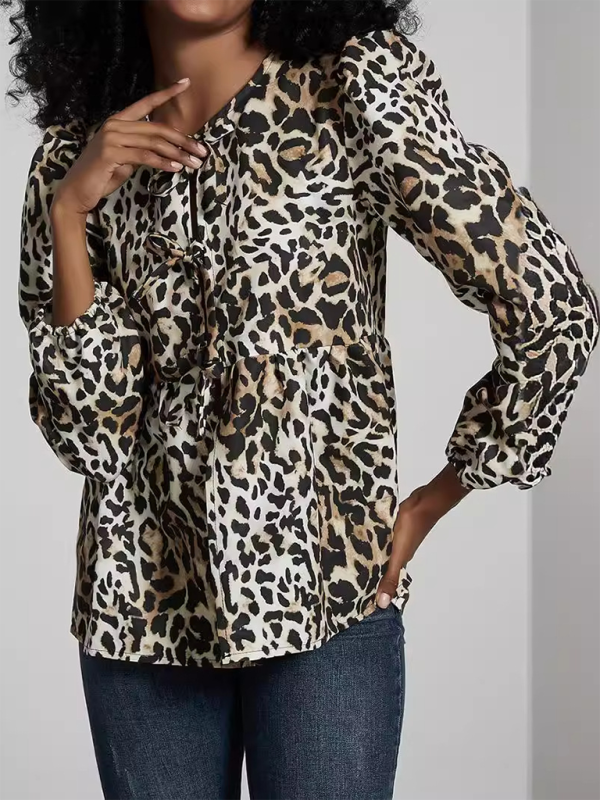 Carielle Loose Sweet Lace-Up Shirt Top