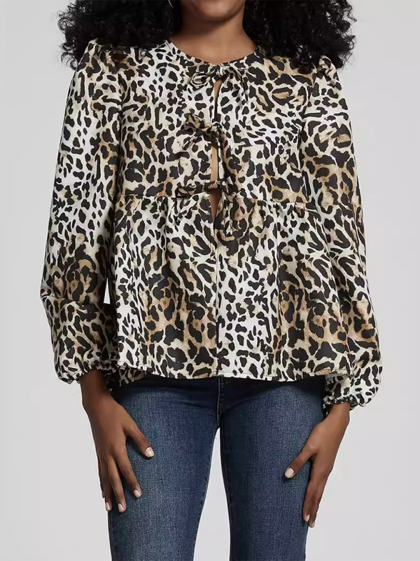 Carielle Loose Sweet Lace-Up Shirt Top