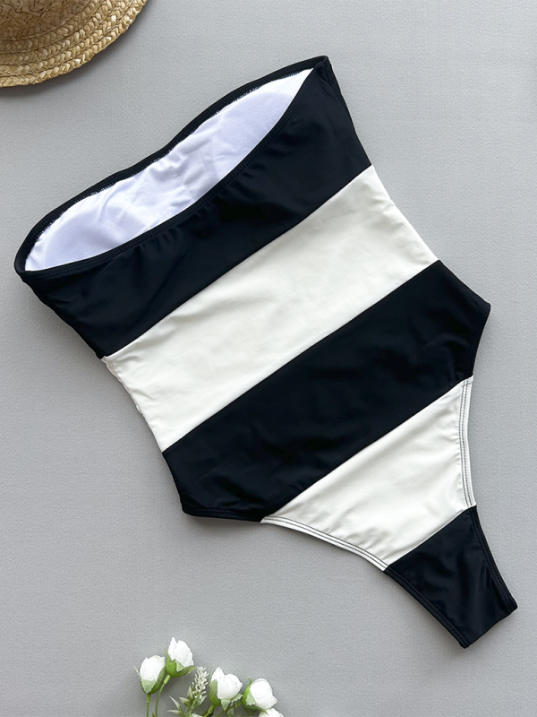 Whitley Sexy Striped One-Piece Swimsuit