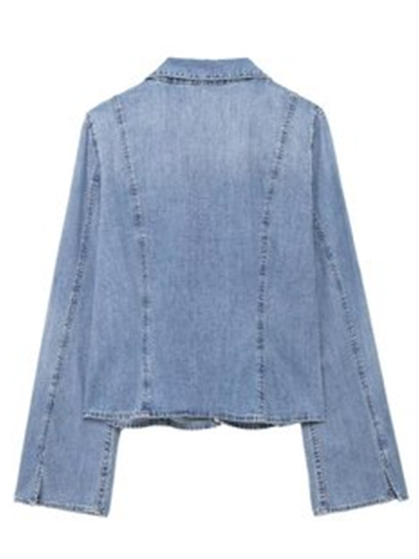 Kaiya Denim Shirt With Pussy Bow