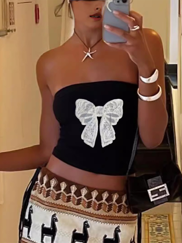Keturah Sleeveless Tube Top With Personalized Print Y2K Top