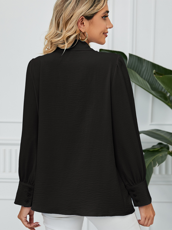 Darielle New Chiffon Loose Long-Sleeved Button-Down Shirt Top