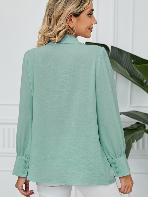 Darielle New Chiffon Loose Long-Sleeved Button-Down Shirt Top