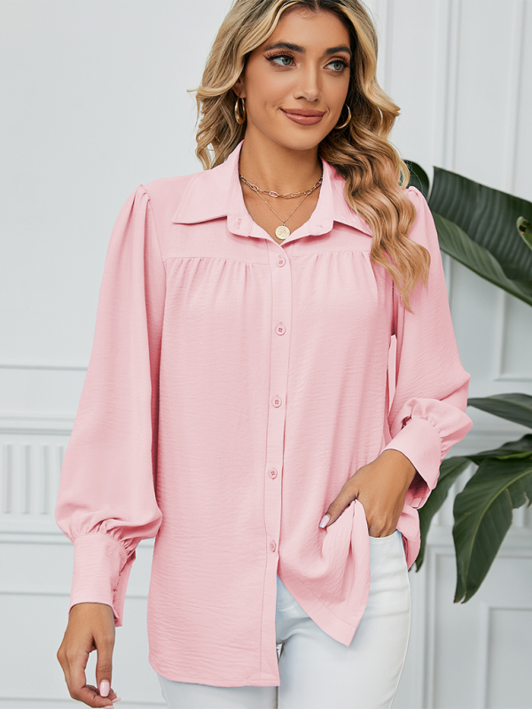 Darielle New Chiffon Loose Long-Sleeved Button-Down Shirt Top