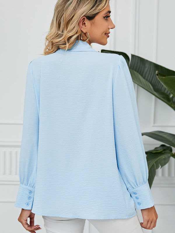 Darielle New Chiffon Loose Long-Sleeved Button-Down Shirt Top