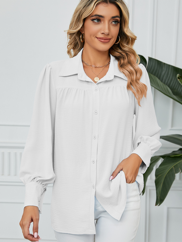 Darielle New Chiffon Loose Long-Sleeved Button-Down Shirt Top