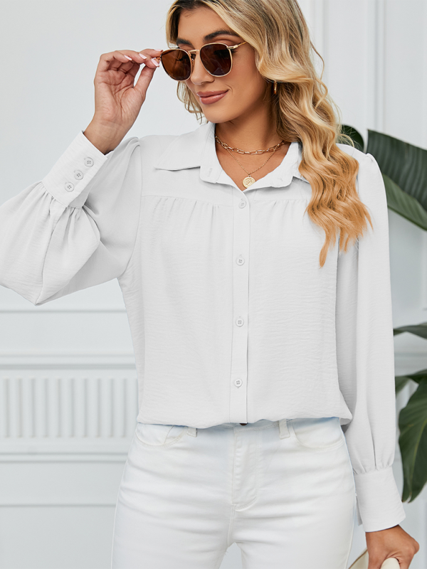 Darielle New Chiffon Loose Long-Sleeved Button-Down Shirt Top