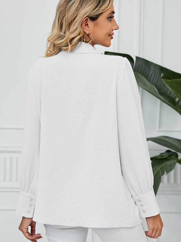 Darielle New Chiffon Loose Long-Sleeved Button-Down Shirt Top