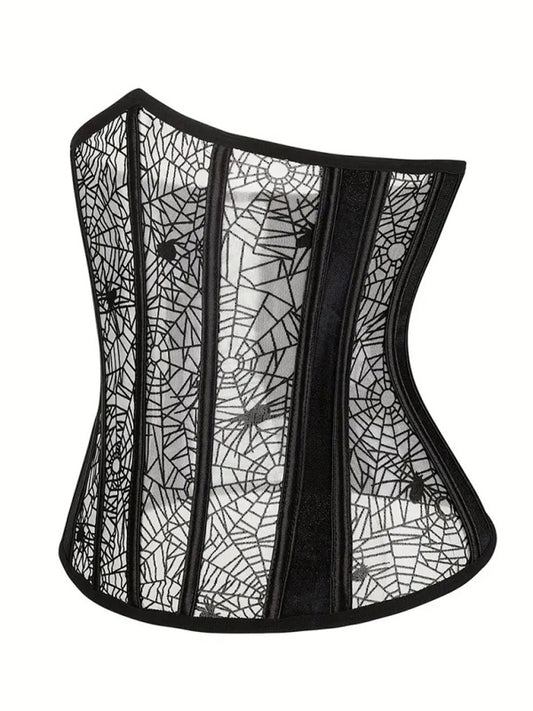 Ines Halloween Belly Band Fish Bone Shaping Waistband Spider Flocking Printed Shaping Waistband