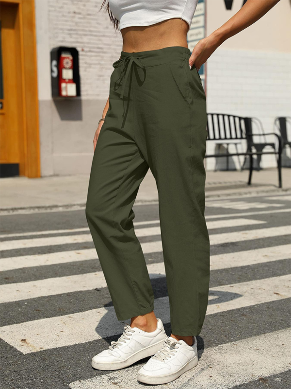Luna New Casual High Waist Button Straight Leg Pants