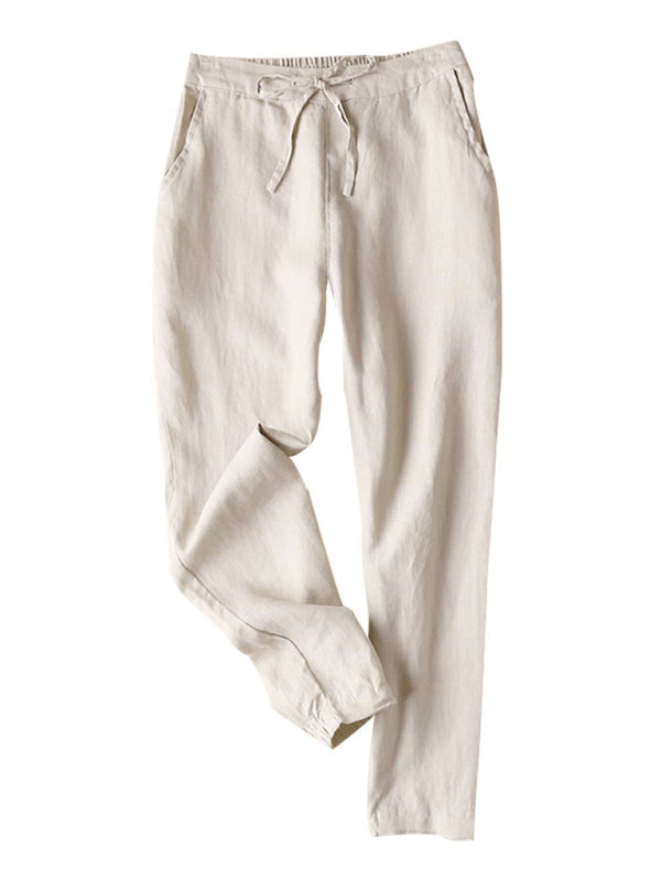 Luna New Casual High Waist Button Straight Leg Pants