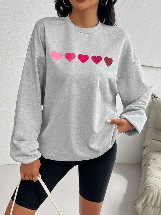Melina Valentine's Day Love Print Casual Loose Long Sleeve Sweatshirt