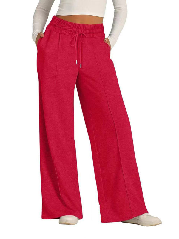 Mia Women's Tie-Dye Solid Color Waisted Fashion Wide Leg Casual Pants