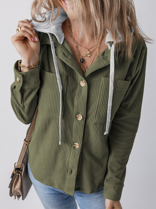 Khloe Women's Lapel with Buttoned Cardigan with Shirt Jacket
