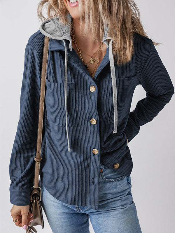 Khloe Women's Lapel with Buttoned Cardigan with Shirt Jacket