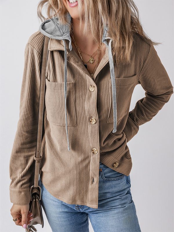 Khloe Women's Lapel with Buttoned Cardigan with Shirt Jacket