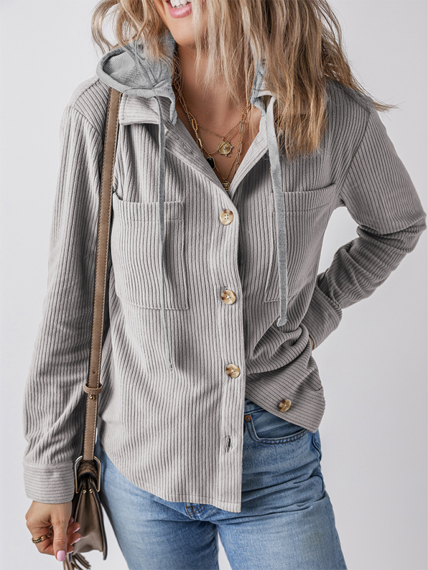 Khloe Women's Lapel with Buttoned Cardigan with Shirt Jacket
