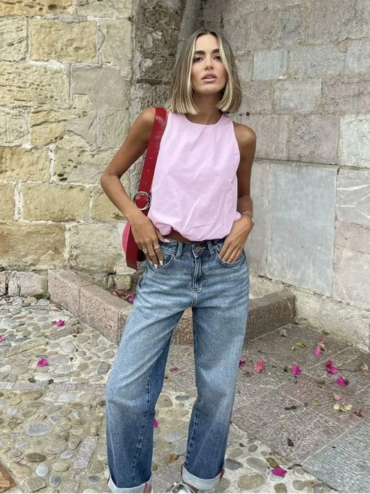 Margaux Balloon Top Pink Sleeveless Hottie Tank Top
