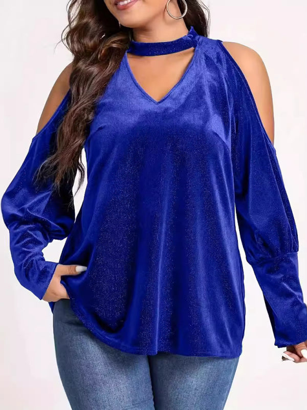 Flavia Christmas New Year Holiday New Style Sequined V-Neck Loose Long-Sleeved Top